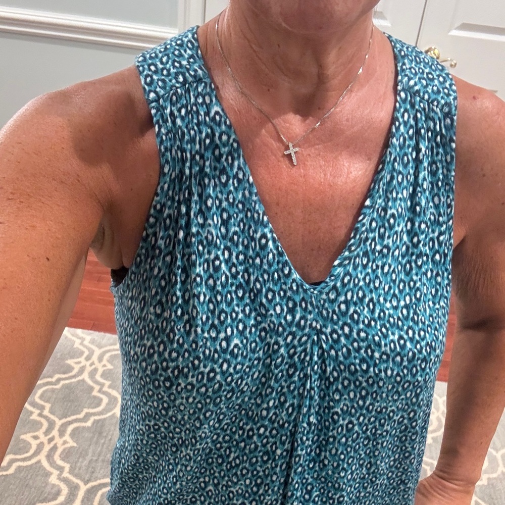 *LIKE NEW*Liverpool Teal Patterned Swing Tank Top: MEDIUM